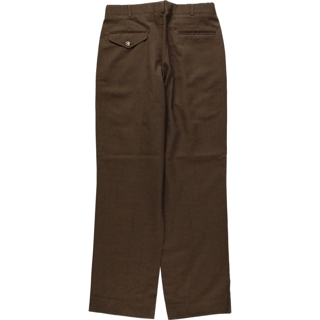 80s-90'S Lands' End Two-Pleat Wool Trousers, Made in USA, Men's Size W30 (approx.), Vintage wool brown type Vintage Second Hand