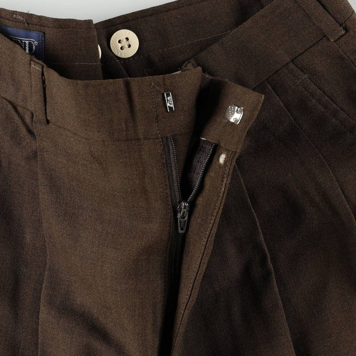 80s-90'S Lands' End Two-Pleat Wool Trousers, Made in USA, Men's Size W30 (approx.), Vintage wool brown type Vintage Second Hand