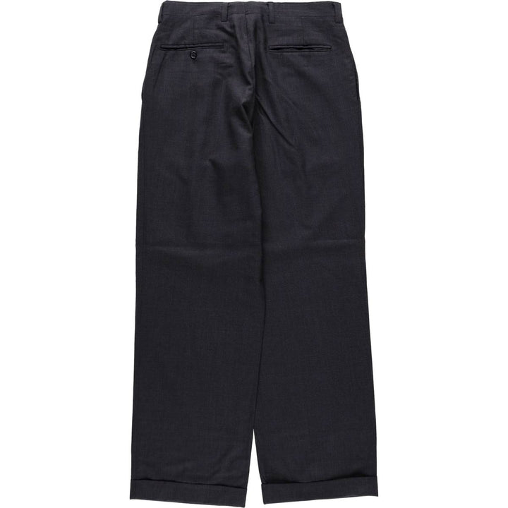 ~1990'S Jos. A. Bank Two-Pleat Check Pattern Wool Trousers/Slacks, Made in USA, Men's Size W31 (approx.) wool navy blue type Vintage Second Hand