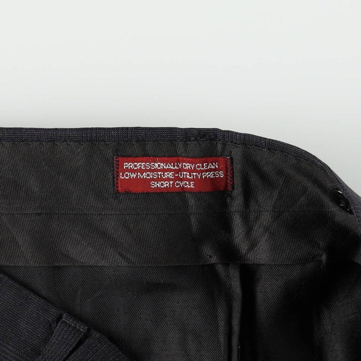 ~1990'S Jos. A. Bank Two-Pleat Check Pattern Wool Trousers/Slacks, Made in USA, Men's Size W31 (approx.) wool navy blue type Vintage Second Hand