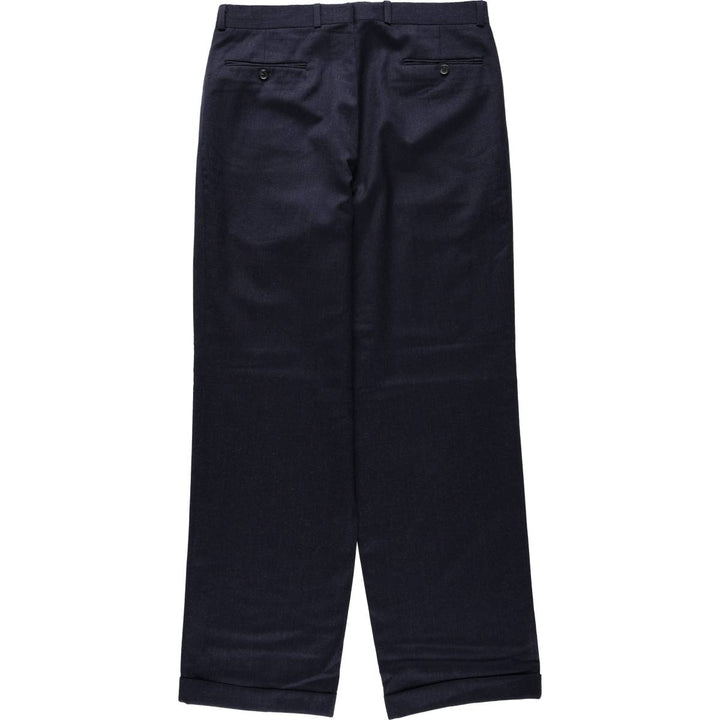 Ralph Lauren CHAPS Three-Pleat Wool Trousers/Slacks, Made in Canada, Men's Size W34 (approx.) wool navy blue type Vintage Second Hand