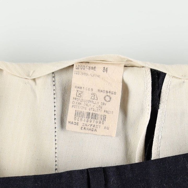 Ralph Lauren CHAPS Three-Pleat Wool Trousers/Slacks, Made in Canada, Men's Size W34 (approx.) wool navy blue type Vintage Second Hand