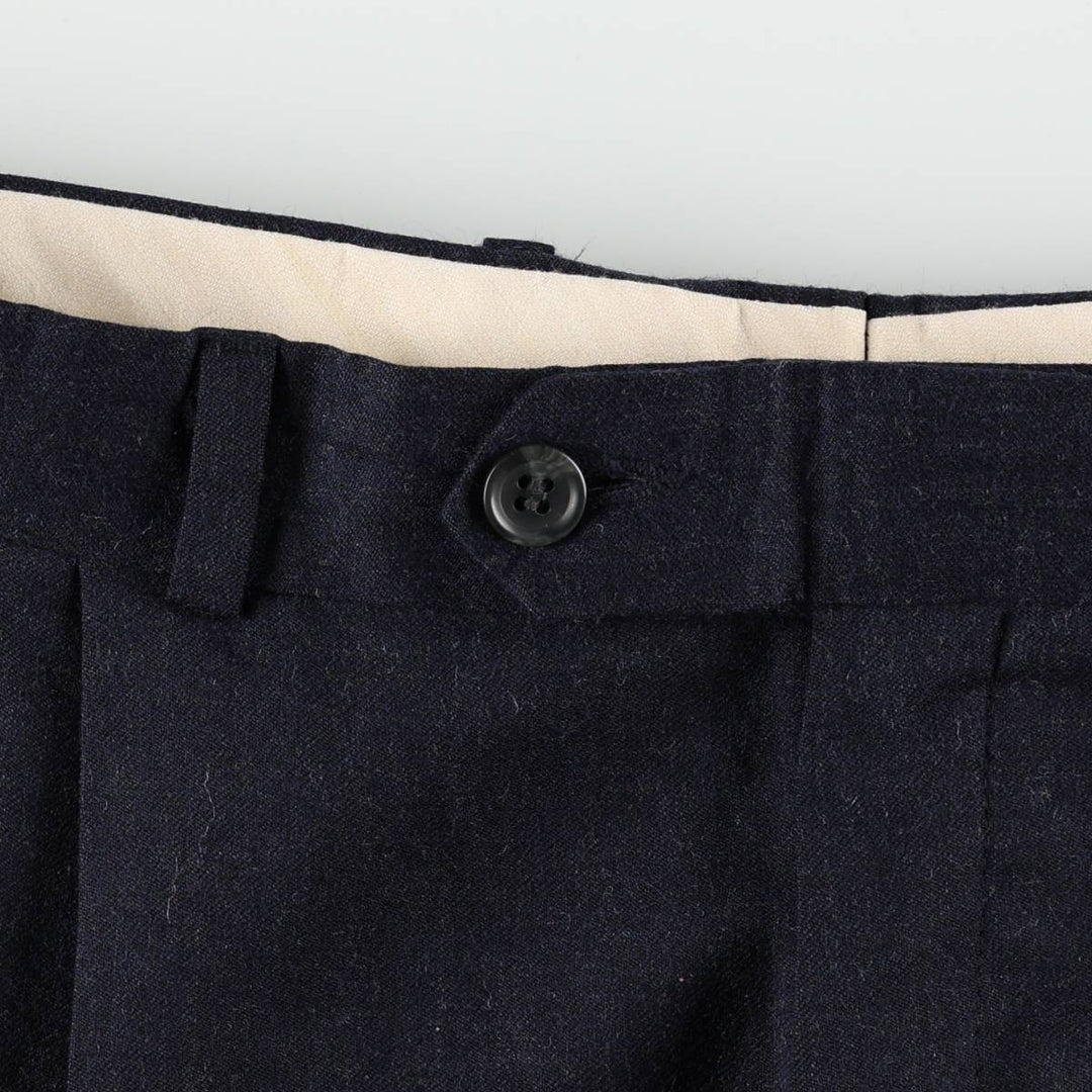 Ralph Lauren CHAPS Three-Pleat Wool Trousers/Slacks, Made in Canada, Men's Size W34 (approx.) wool navy blue type Vintage Second Hand