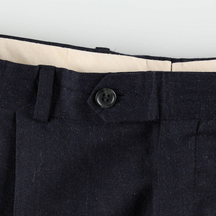 Ralph Lauren CHAPS Three-Pleat Wool Trousers/Slacks, Made in Canada, Men's Size W34 (approx.) wool navy blue type Vintage Second Hand