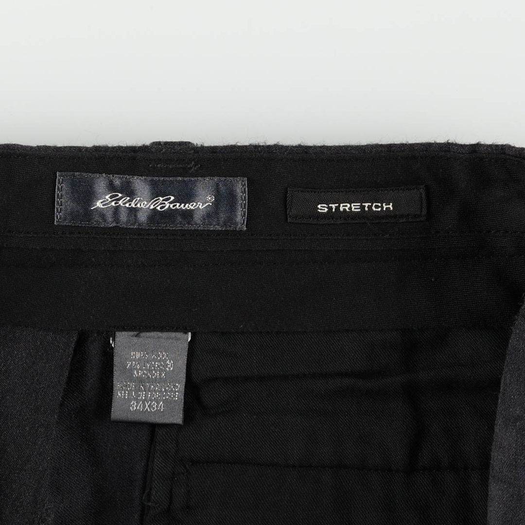 Eddie Bauer STRETCH Wool Trousers/Slacks, Men's Size W34 (approx.) wool Charcoal Vintage Second Hand