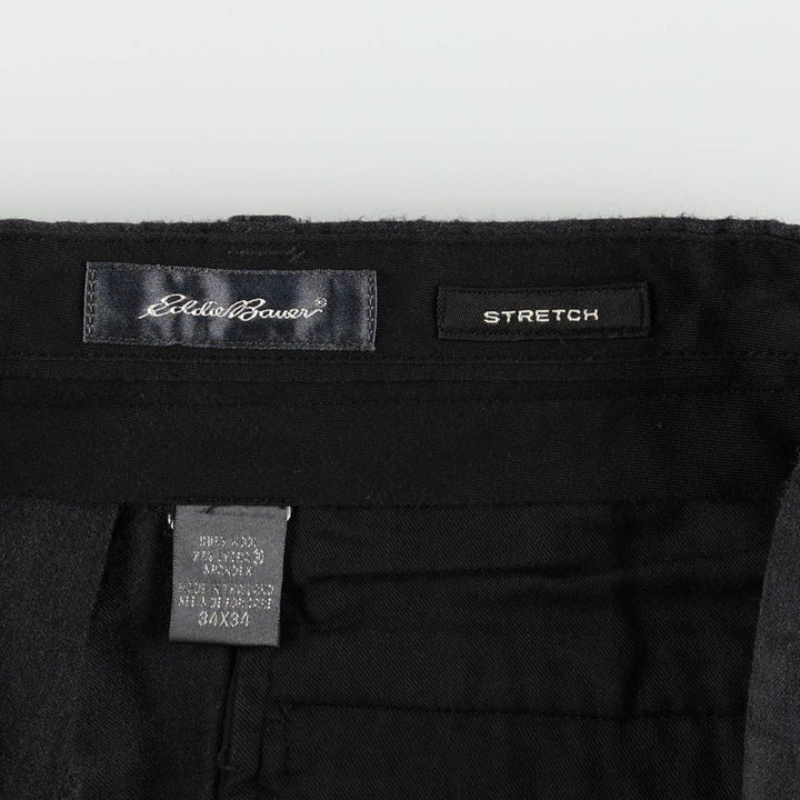 Eddie Bauer STRETCH Wool Trousers/Slacks, Men's Size W34 (approx.) wool Charcoal Vintage Second Hand