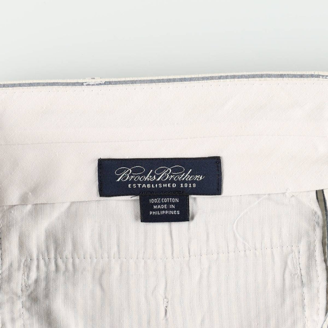 Brooks Brothers Stripe Pattern Two-Pleat Seersucker Cotton Slacks Pants, Men's Size W36 (approx.) cotton navy blue type Vintage Second Hand