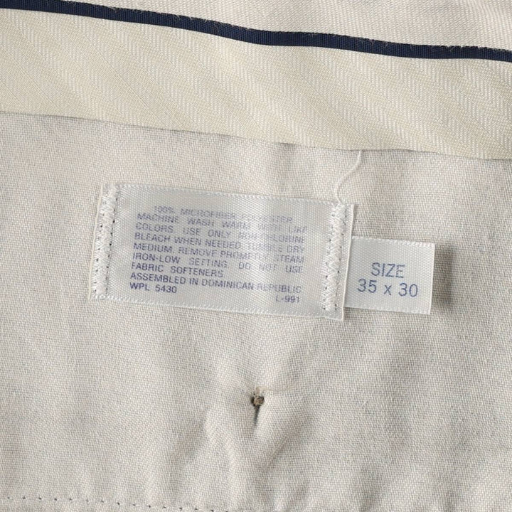 Perry Ellis PORTFOLIO Stripe Pattern Seersucker Two-Pleat Slacks Pants Men's W34 (approx.) polyester Beige type Vintage Second Hand