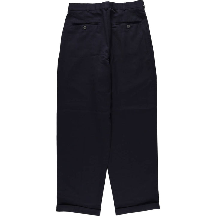90'S Slates Two-Pleat Poly/Wool Pants, Men's W30 (approx.), Vintage polyester navy blue type Vintage Second Hand