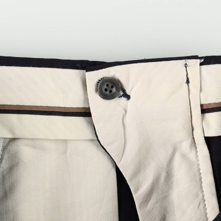 90'S Slates Two-Pleat Poly/Wool Pants, Men's W30 (approx.), Vintage polyester navy blue type Vintage Second Hand