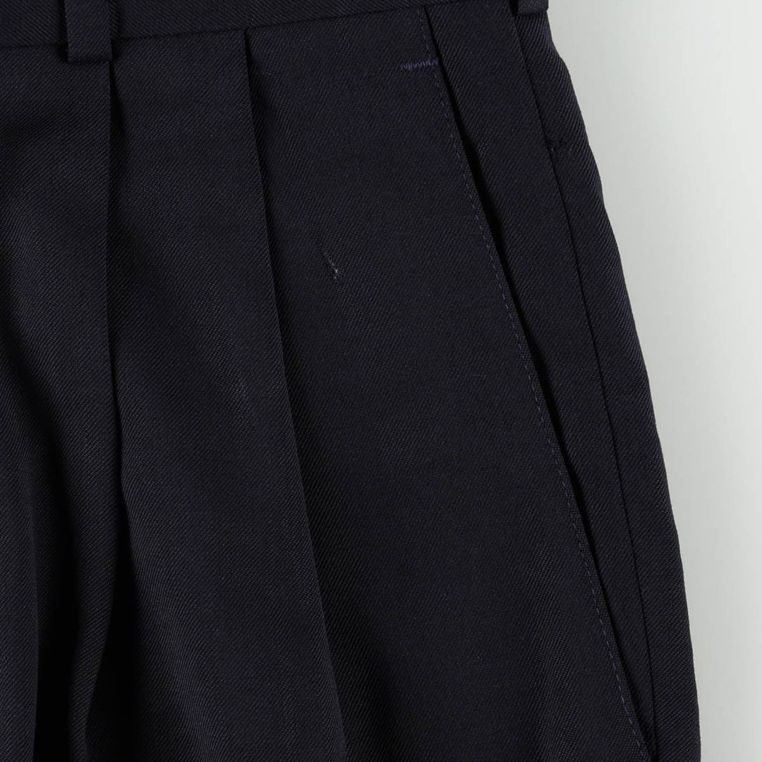 90'S Slates Two-Pleat Poly/Wool Pants, Men's W30 (approx.), Vintage polyester navy blue type Vintage Second Hand