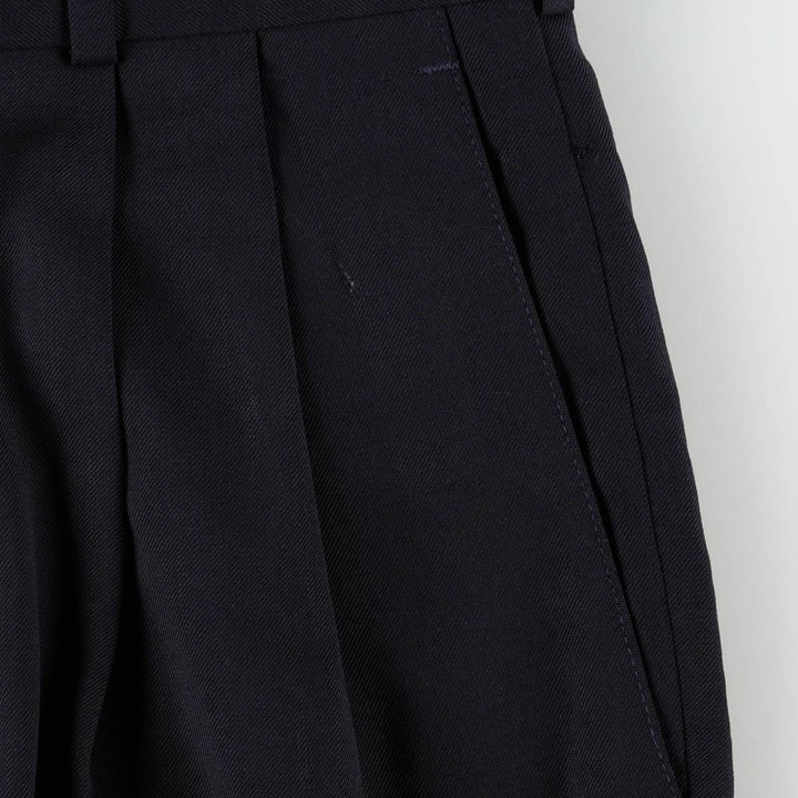 90'S Slates Two-Pleat Poly/Wool Pants, Men's W30 (approx.), Vintage polyester navy blue type Vintage Second Hand