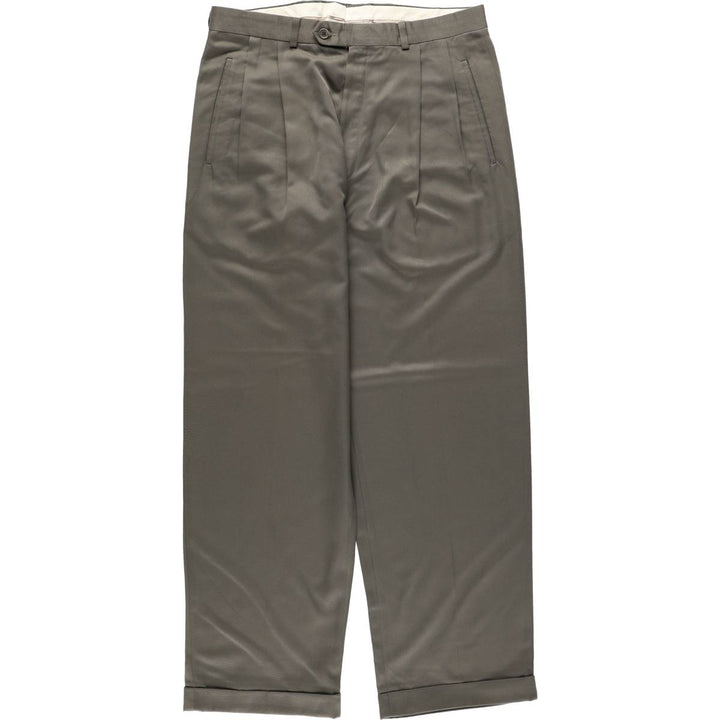 BRANDINI Two-Pleat Slacks, Made in Canada, Men's Size W33 (approx.) polyester gray type Vintage Second Hand
