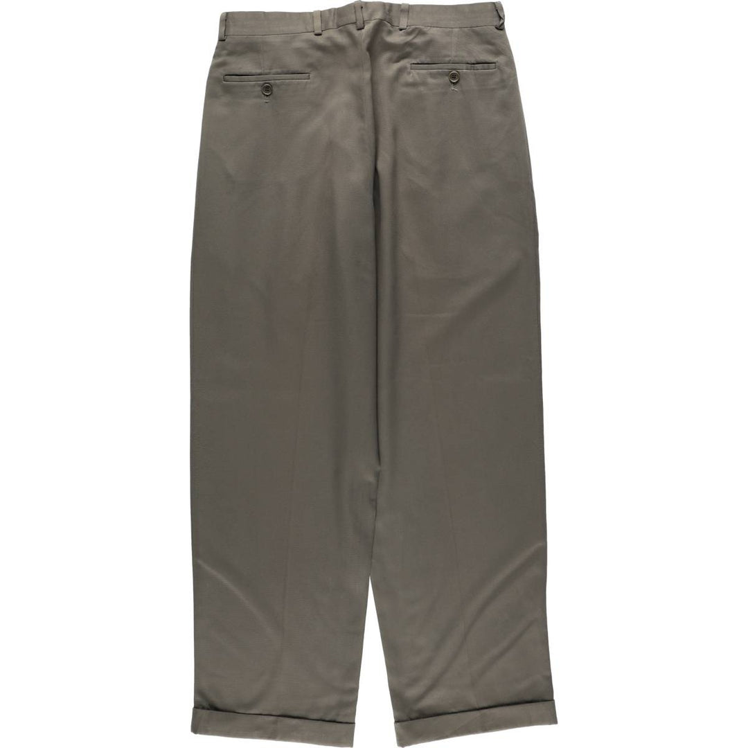 BRANDINI Two-Pleat Slacks, Made in Canada, Men's Size W33 (approx.) polyester gray type Vintage Second Hand