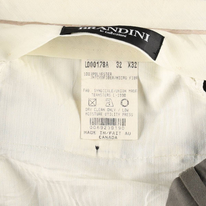 BRANDINI Two-Pleat Slacks, Made in Canada, Men's Size W33 (approx.) polyester gray type Vintage Second Hand