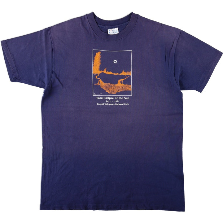 90'S Hanes BEEFY-T Printed T-shirt Made in USA Men's XL Vintage cotton navy blue type Vintage Second Hand