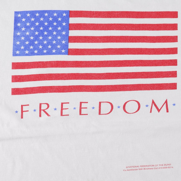 80'S SHORT HILLS TEE American flag print t-shirt, men's size XL equivalent, vintage. cotton white type Vintage Second Hand