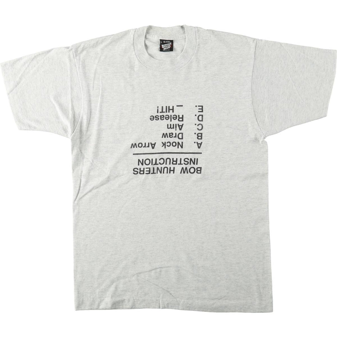 90'S SCREEN STARS Message Print T-Shirt Made in USA Men's L Size Vintage cotton gray type Vintage Second Hand