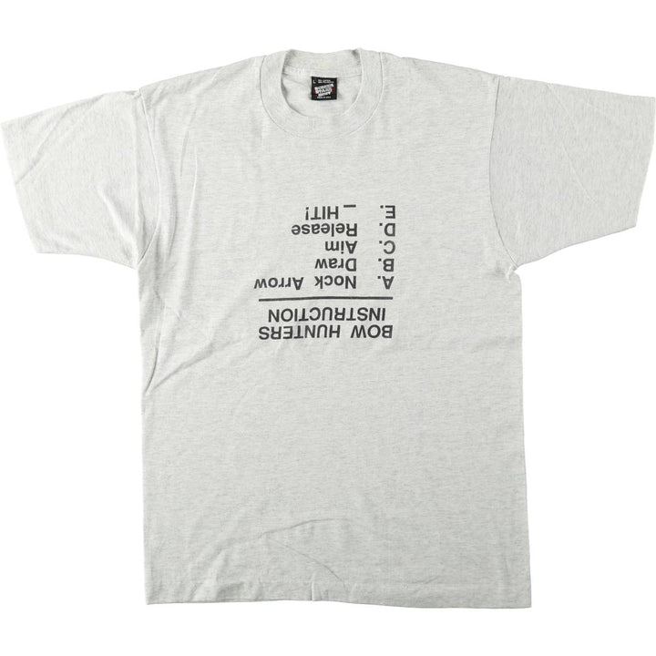 90'S SCREEN STARS Message Print T-Shirt Made in USA Men's L Size Vintage cotton gray type Vintage Second Hand