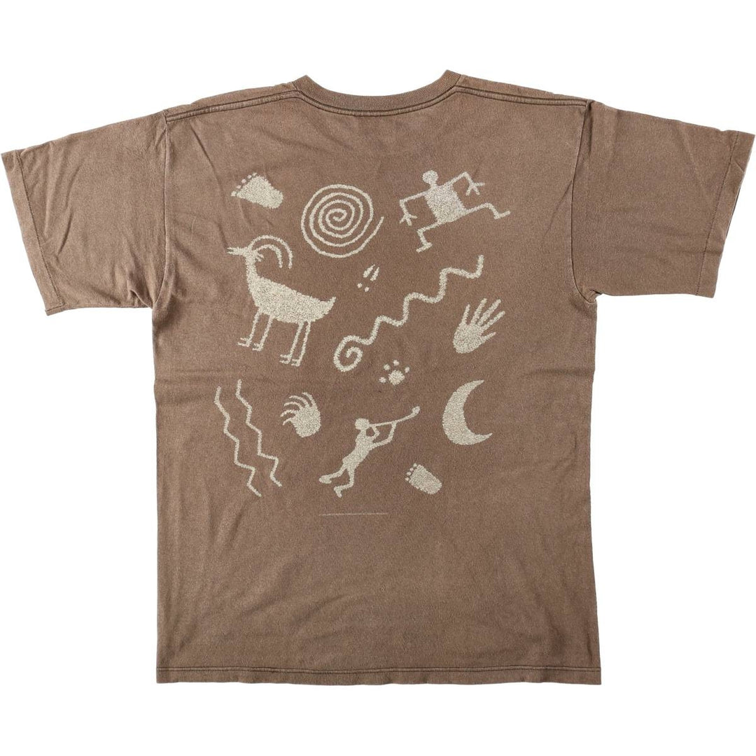 90'S SOFT GOODS Petroglyph Print T-Shirt, Men's Size L (Equivalent), Vintage cotton brown type Vintage Second Hand
