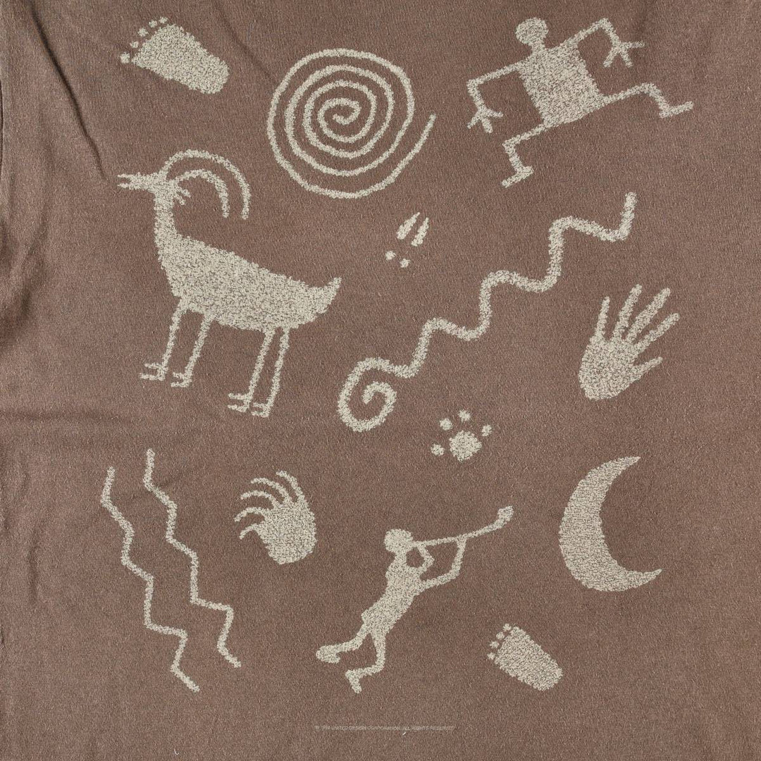 90'S SOFT GOODS Petroglyph Print T-Shirt, Men's Size L (Equivalent), Vintage cotton brown type Vintage Second Hand