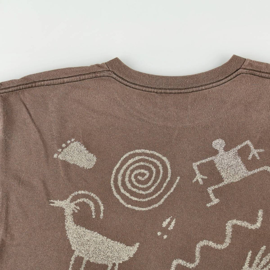 90'S SOFT GOODS Petroglyph Print T-Shirt, Men's Size L (Equivalent), Vintage cotton brown type Vintage Second Hand