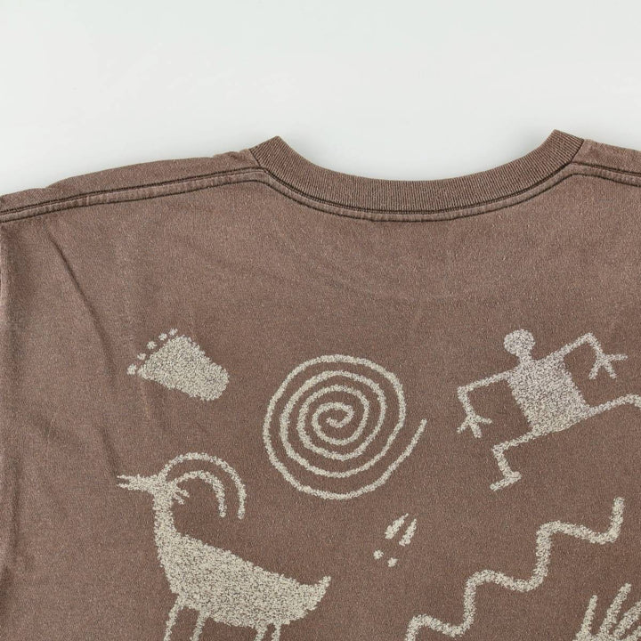 90'S SOFT GOODS Petroglyph Print T-Shirt, Men's Size L (Equivalent), Vintage cotton brown type Vintage Second Hand