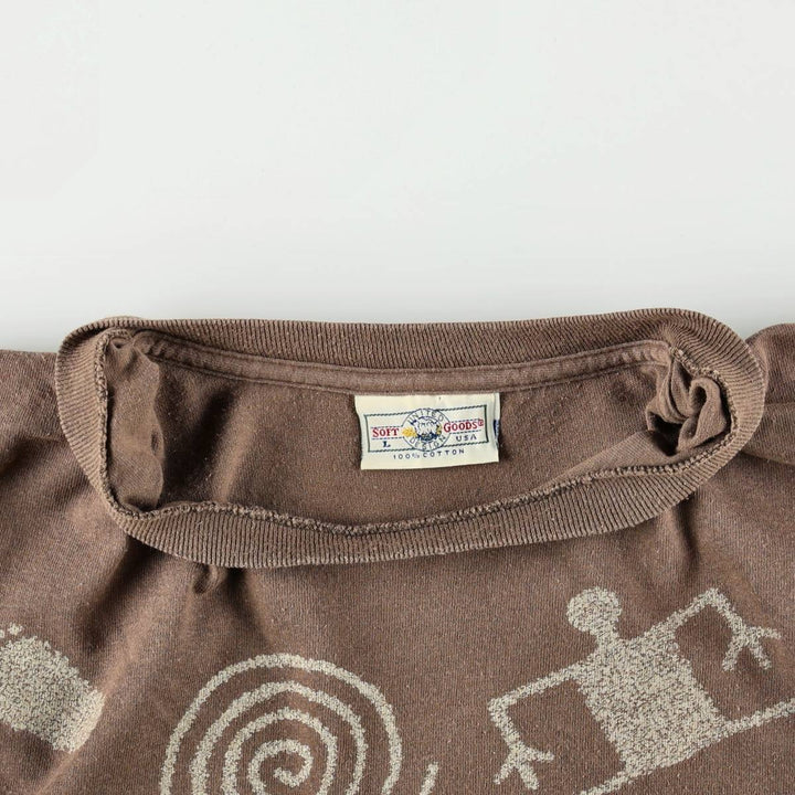 90'S SOFT GOODS Petroglyph Print T-Shirt, Men's Size L (Equivalent), Vintage cotton brown type Vintage Second Hand