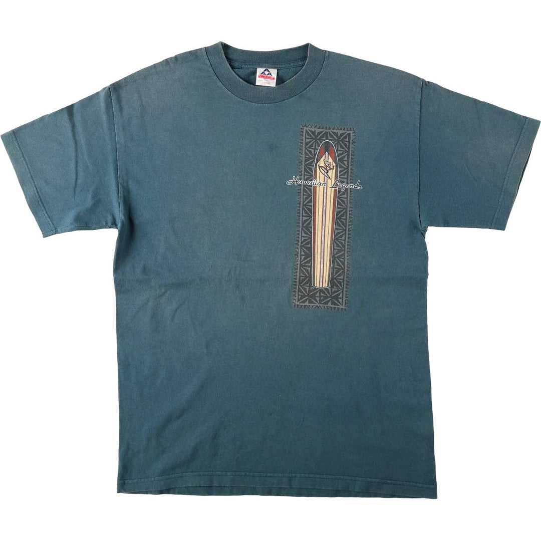 2000'S ALSTYLE Hawaiian Legends Print T-Shirt, Men's Size L (approx.) cotton Green type dark green Vintage Second Hand