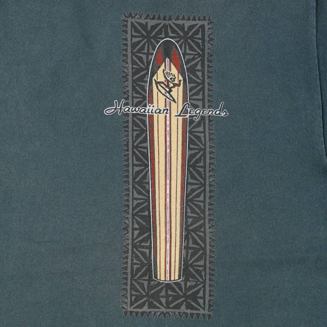 2000'S ALSTYLE Hawaiian Legends Print T-Shirt, Men's Size L (approx.) cotton Green type dark green Vintage Second Hand
