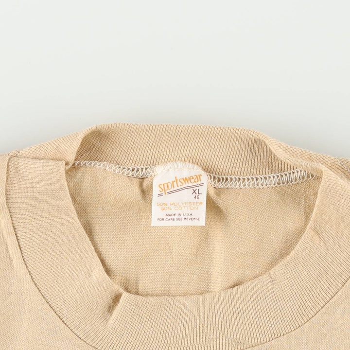 70'S sportswear souvenir T-shirt, made in USA, men's size XL equivalent, vintage. polyester Beige type Vintage Second Hand