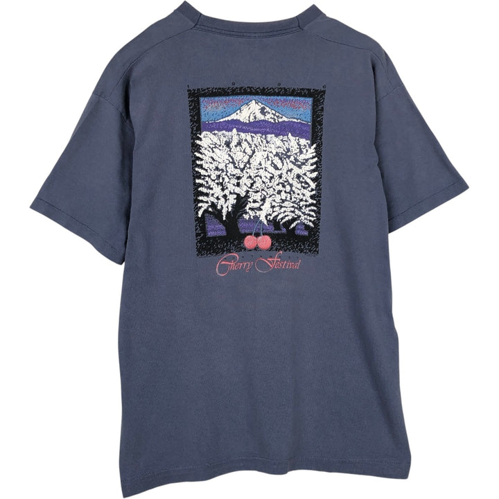 90'S Fruit of the Loom print T-shirt, Made in USA, Men's XL cotton Blue type light blue Vintage Second Hand