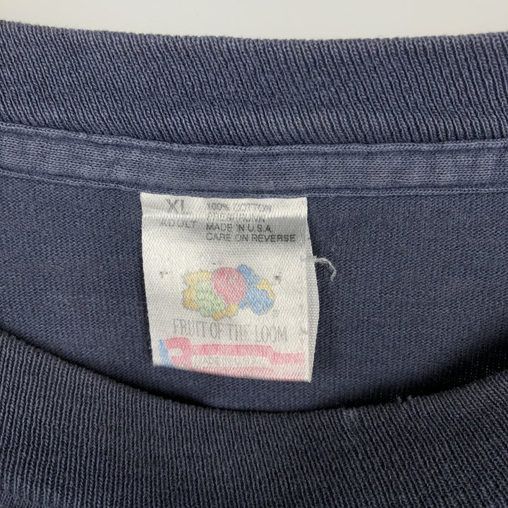 90'S Fruit of the Loom print T-shirt, Made in USA, Men's XL cotton Blue type light blue Vintage Second Hand