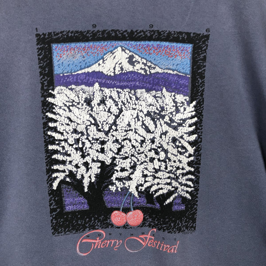 90'S Fruit of the Loom print T-shirt, Made in USA, Men's XL cotton Blue type light blue Vintage Second Hand