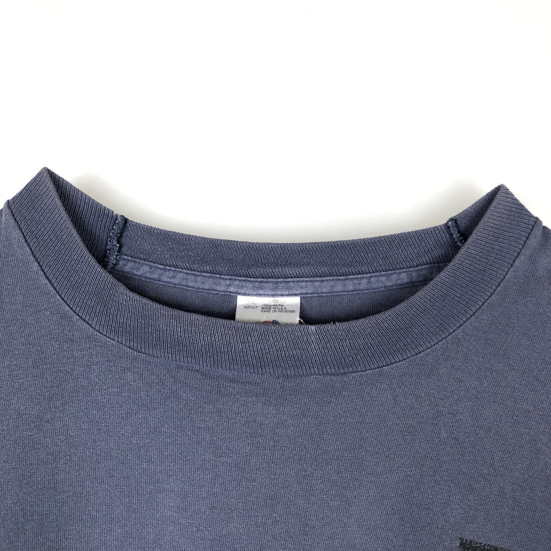 90'S Fruit of the Loom print T-shirt, Made in USA, Men's XL cotton Blue type light blue Vintage Second Hand