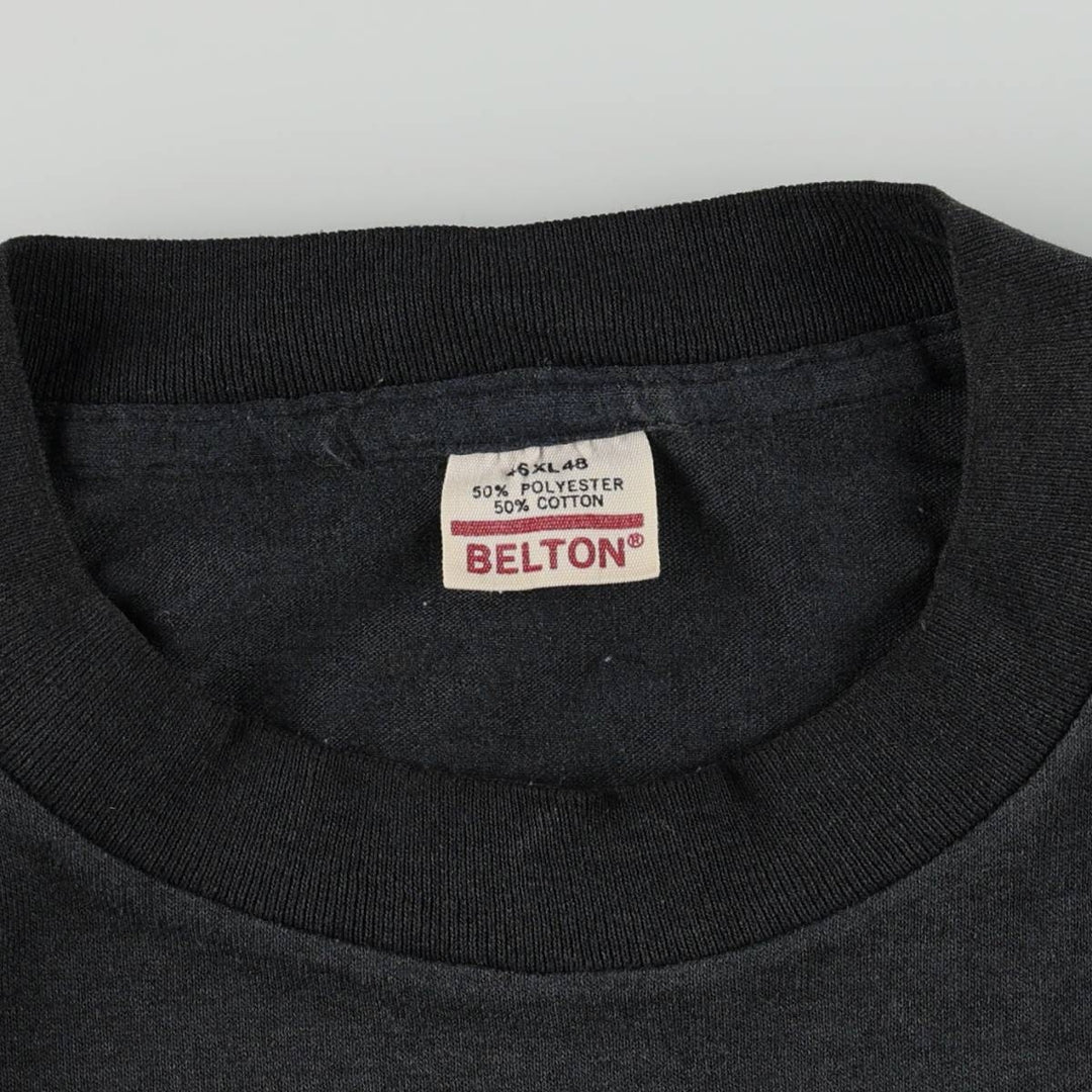 80s-90'S Belton Print T-Shirt, Made in USA, Men's XL equivalent, Vintage polyester black type Vintage Second Hand