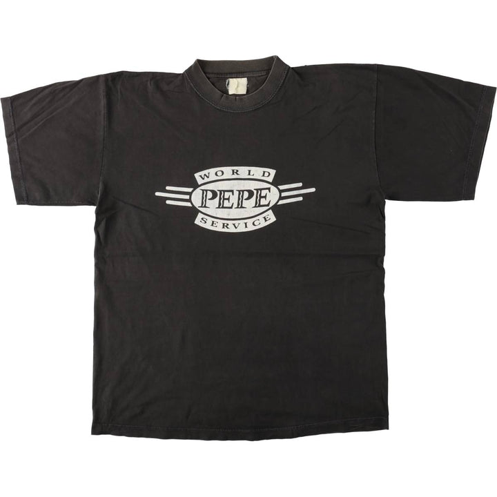 WORLD PEPE SERVICE Printed T-Shirt, Men's Size L (approx.), Vintage unclear black type Vintage Second Hand