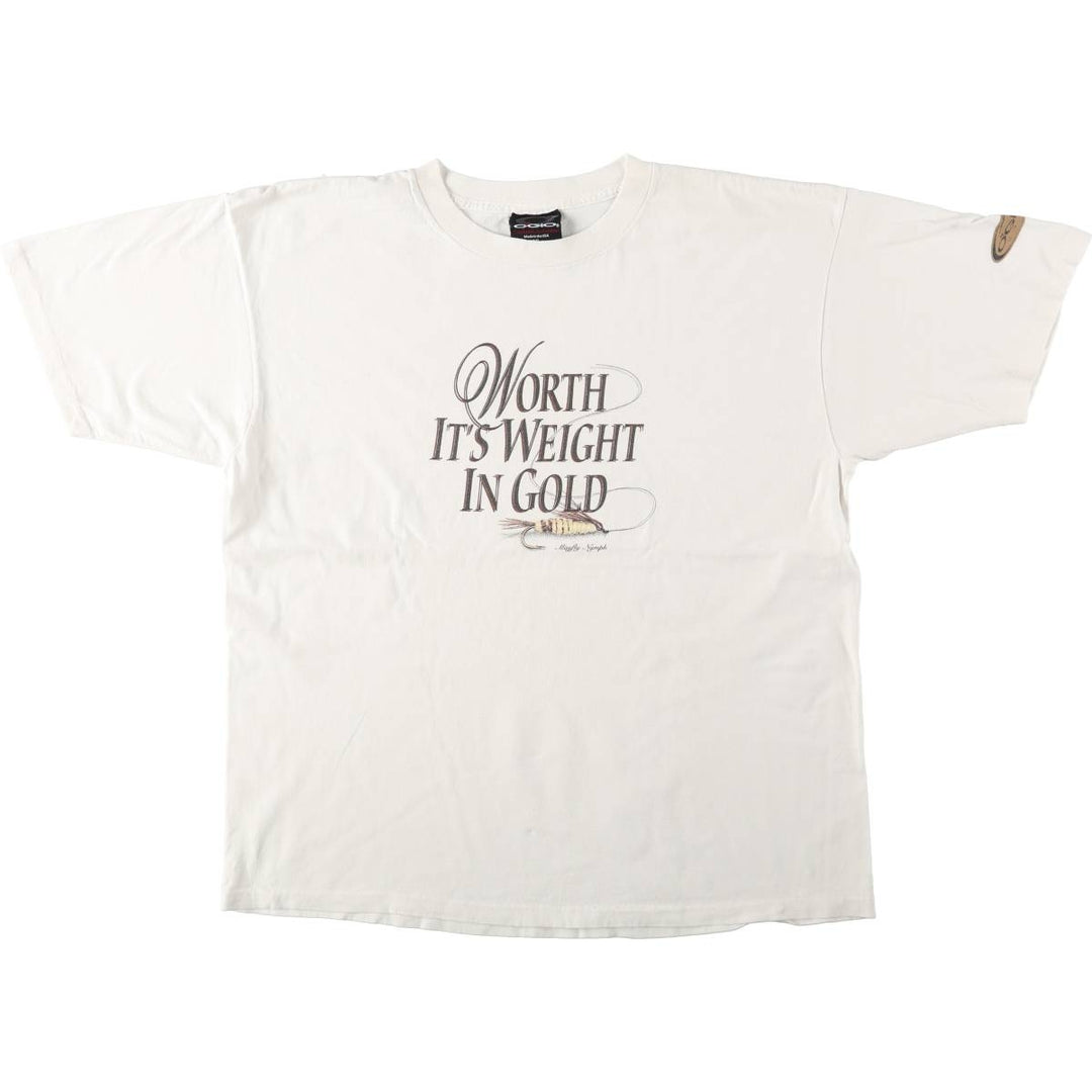 90'S OGIO Print T-Shirt, Made in USA, Men's XL equivalent, Vintage cotton white type Vintage Second Hand