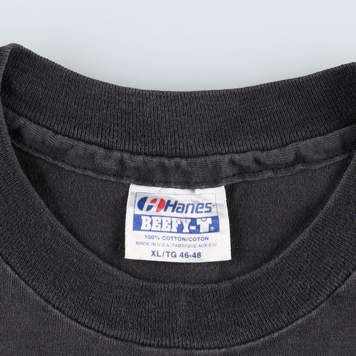 80'S Hanes BEEFY-T Blue Tag Military Print T-Shirt, Made in USA, Men's XL (approx.) Vintage cotton black type Vintage Second Hand