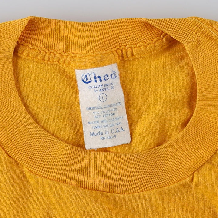 70'S Anvil Ched Eagle Print USMC (United States Marine Corps) Advertising Military Print T-Shirt, Made in USA, Men's Size L (approx.) polyester yellow type Vintage Second Hand