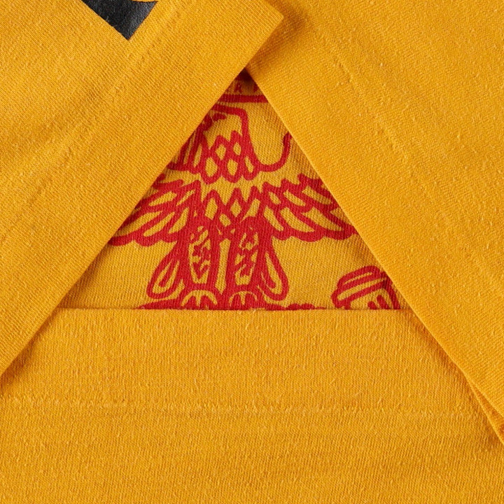 70'S Anvil Ched Eagle Print USMC (United States Marine Corps) Advertising Military Print T-Shirt, Made in USA, Men's Size L (approx.) polyester yellow type Vintage Second Hand