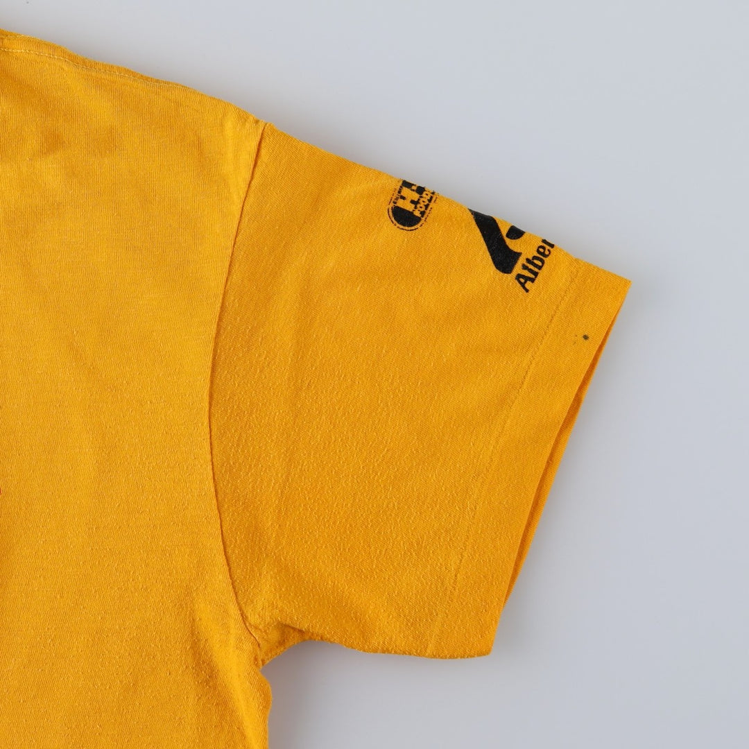 70'S Anvil Ched Eagle Print USMC (United States Marine Corps) Advertising Military Print T-Shirt, Made in USA, Men's Size L (approx.) polyester yellow type Vintage Second Hand