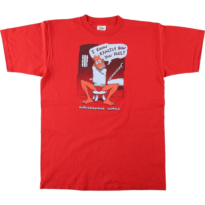 90'S ONEITA Art T-shirt Made in USA Men's XL Vintage cotton red type Vintage Second Hand