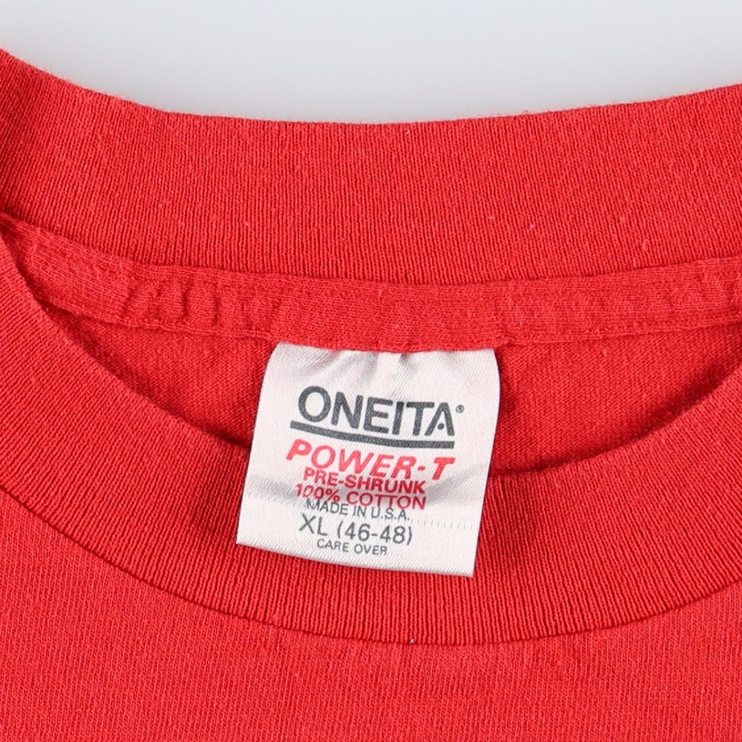 90'S ONEITA Art T-shirt Made in USA Men's XL Vintage cotton red type Vintage Second Hand