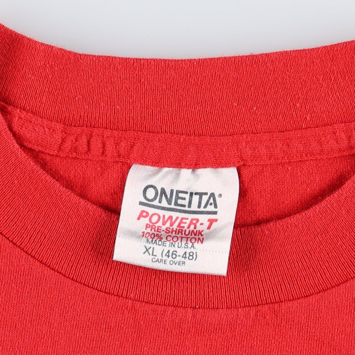 90'S ONEITA Art T-shirt Made in USA Men's XL Vintage cotton red type Vintage Second Hand