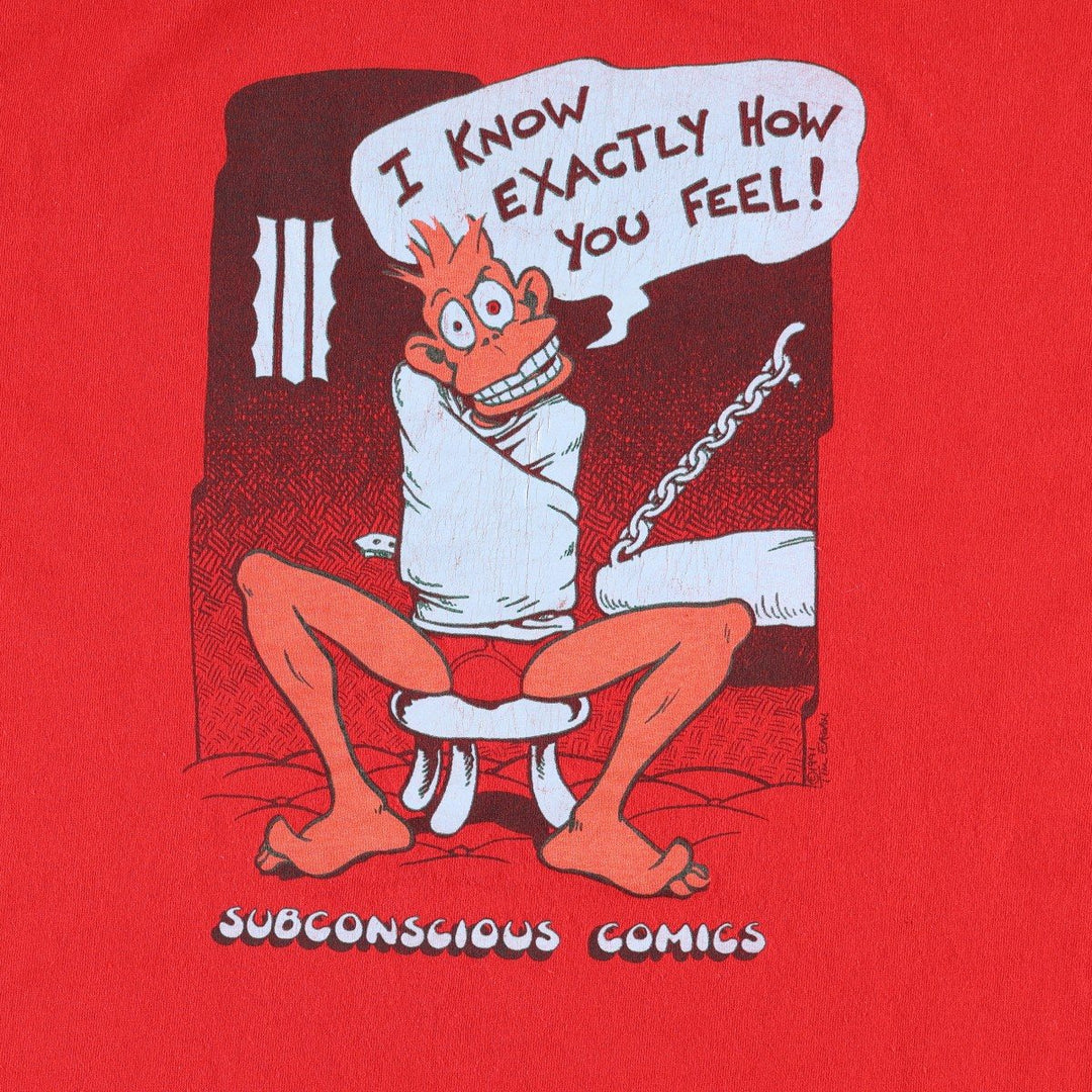 90'S ONEITA Art T-shirt Made in USA Men's XL Vintage cotton red type Vintage Second Hand