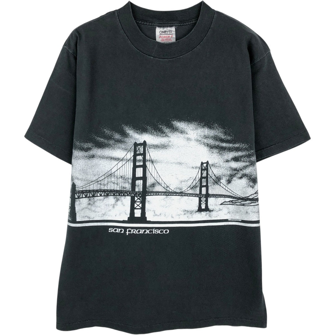 1980'S ONEITA San Francisco Souvenir T-Shirt, Made in USA, Men's Size L (approx.), Vintage cotton black type Vintage Second Hand