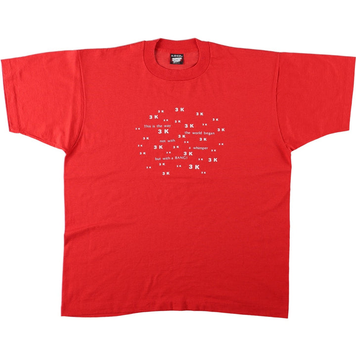 90'S SCREEN STARS Message Print T-Shirt Made in USA Men's XL Vintage cotton red type Vintage Second Hand