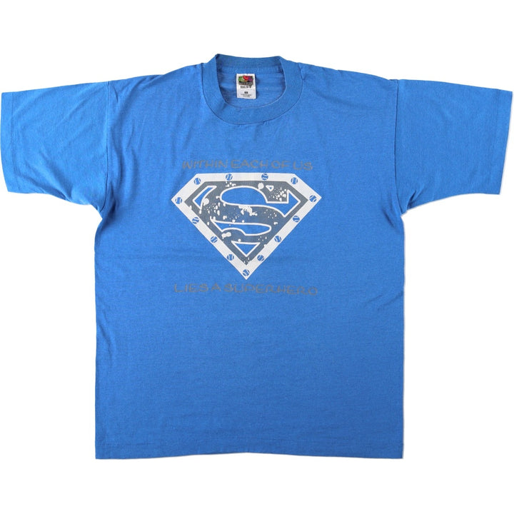 2000'S Fruit of the Loom parody print T-shirt, men's size L (approx.) cotton blue type Vintage Second Hand
