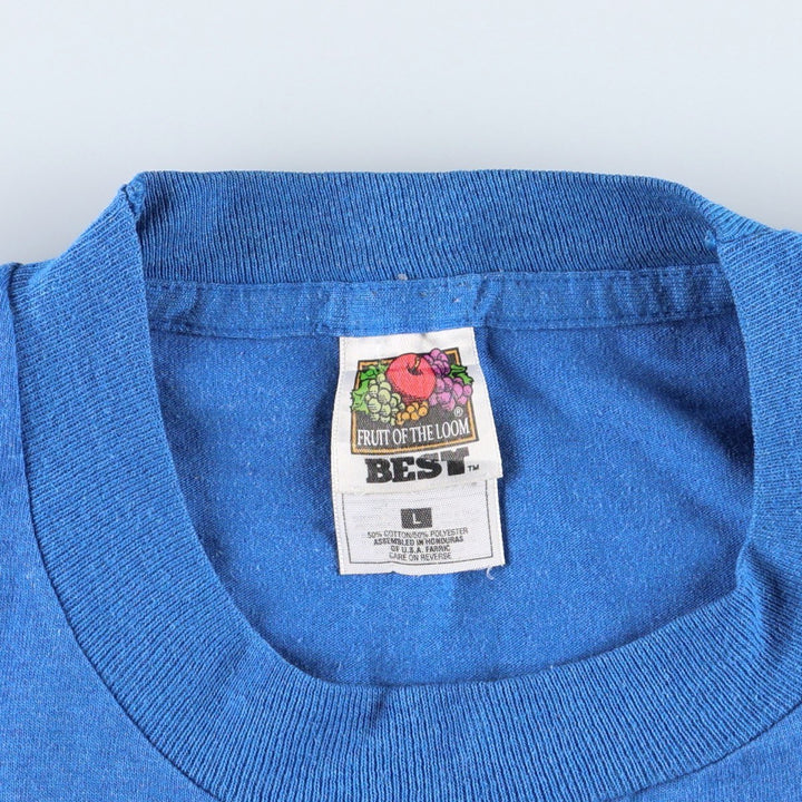2000'S Fruit of the Loom parody print T-shirt, men's size L (approx.) cotton blue type Vintage Second Hand